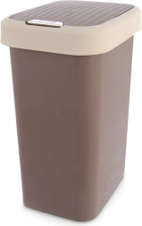 Poubelle en plastique 25 l marron avec couvercle basculant