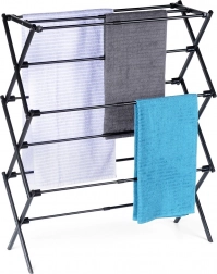 Séchoir à linge sur pied télescopique en métal noir 47–78 × 94 cm