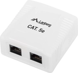 Prise murale réseau 2x RJ45 Cat.5E blanche