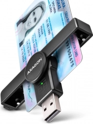 Lecteur de cartes à puce et d’identification pliable de poche USB‑A AXAGON PocketReader