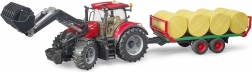 Tracteur Bruder Case IH Optum 300 CVX avec chargeur frontal et remorque à balles