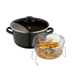 Marmite émaillée Tadar pour frites avec panier et couvercle 22 cm
