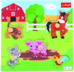 Mini puzzle en bois Ferme, 5 pièces