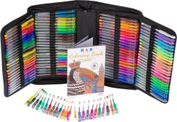 Stylo gel coloré en étui, 120 pièces + 120 recharges