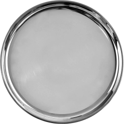 Plateau de service rond en inox 28 cm