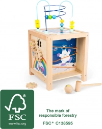 Cube d’activités motrices en bois pour enfants