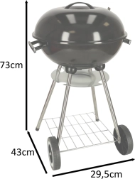 Barbecue de jardin à charbon de bois avec couvercle ventilé et étagère, à fermeture