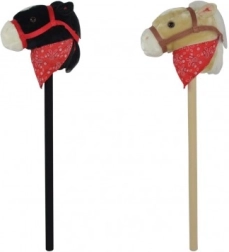 Cheval bâton en peluche avec son 80 cm, noir