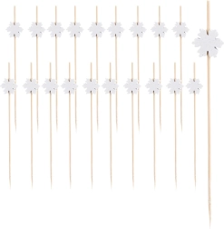 Piques de fête en bambou avec flocon de neige 12 cm, 20 pcs
