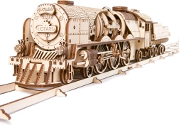 Puzzle mécanique en bois UGEARS V-Express locomotive à vapeur avec tender