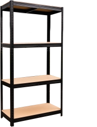 Étagère métallique 4 niveaux 150 × 70 × 30 cm noire, capacité 150 kg par étagère