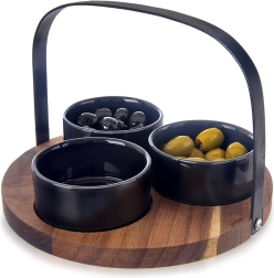 Bols en céramique pour amuse-bouches BLACK 130 ml, set de 4 pièces