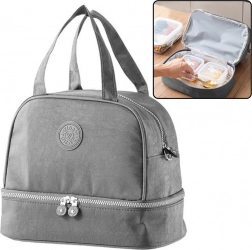 Sac déjeuner isotherme gris avec bandoulière réglable 27 cm