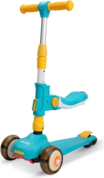 Trottinette pour enfant avec siège, bleu-jaune, roues lumineuses