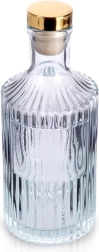 Bouteille en verre avec bouchon 250 ml, rainurée, avec capuchon doré