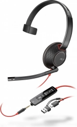 Micro-casque mono POLY Blackwire 5210 USB‑C avec jack 3,5 mm et adaptateur USB‑C/USB‑A