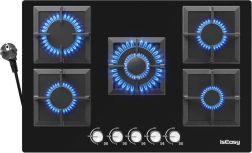 Cuisinière à gaz en verre IsEasy avec cinq zones