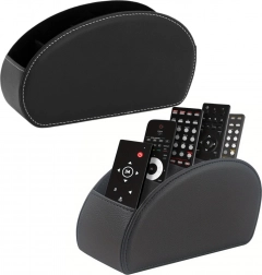 Organisateur pour télécommandes avec 5 compartiments en cuir écologique noir