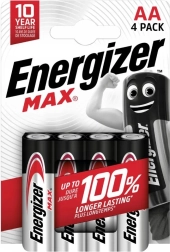 Piles alcalines LR6/AA Energizer MAX, paquet de 4 pièces