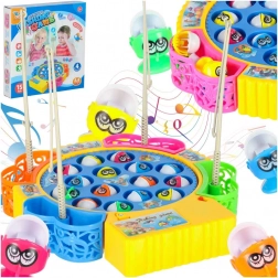 Jeu de famille de pêche aux poissons, 15 poissons et 4 cannes