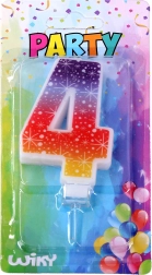 Bougie de fête en forme de chiffre 4 avec étoiles