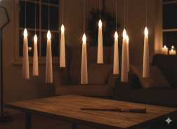 Lot de 10 bougies LED suspendues avec baguette magique 1,5 × 15,5 cm