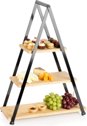 Présentoir à trois étages en bambou 53 cm