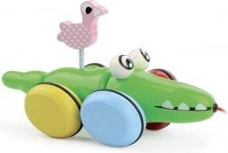 Crocodile à tirer avec flamant rose VILAC