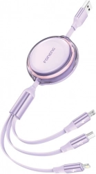 Foneng X113 câble de charge télescopique 3-en-1 1,1 m violet