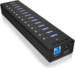 Icy Box hub USB 3.0 actif en aluminium, 13 ports + port de charge