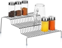 Étagère de cuisine en métal grise, 3 niveaux, 28 × 26 × 11 cm