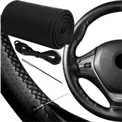 Couvre-volant perforé noir en cuir écologique