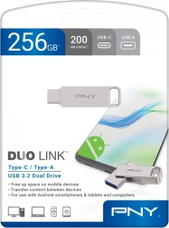 Clé USB PNY Duo Link 3.2 256 Go (USB‑C + USB‑A)