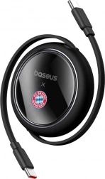 Câble USB‑C rétractable 100 W BASEUS Free2Pull – Édition FC BAYERN, noir