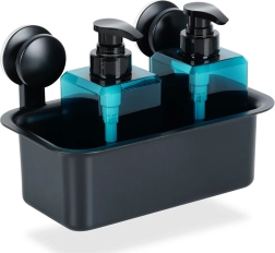 Étagère de douche murale noire avec ventouses 23,5 × 13,5 × 15 cm VILDE