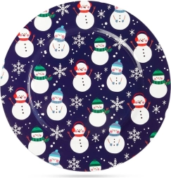 Dessous d’assiette avec bonshommes de neige 33 cm, bleu foncé