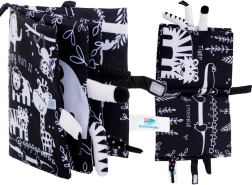 Livre sensoriel souple à contraste avec queues d’animaux safari