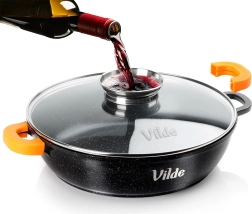 Poêle profonde en granit avec couvercle en verre TERRUNA AROMA 24 cm, 2,1 l