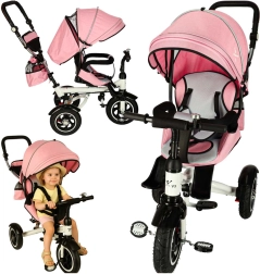 Tricycle Trike Fix V3 3-en-1 avec siège pivotant à 360° et roue libre – Rose