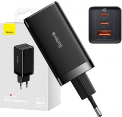 Chargeur mural Baseus GaN5 Pro 65 W, 2× USB‑C + USB (noir)