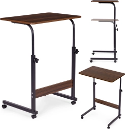 Table d’appoint mobile pour ordinateur portable pour canapé et fauteuil, décor noyer foncé ModernHome