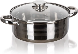 Casserole en acier inoxydable avec couvercle en verre 24 cm LIVING
