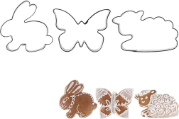 Lot d’emporte-pièces en acier inoxydable pour biscuits lapin, papillon et mouton – 3 pcs