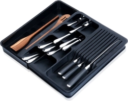 Organiseur extensible pour tiroir à couverts et couteaux, noir 40 × 31 cm