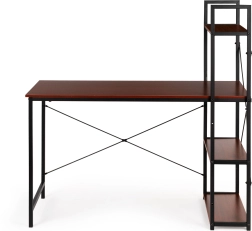 Bureau informatique en bois avec étagères loft