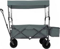 Grand chariot pliant de jardin et de plage avec dôme et roues XL