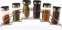Support à épices avec bocaux en verre, ensemble 7 pièces