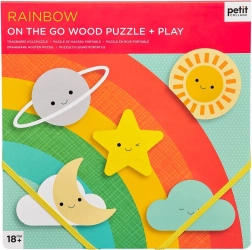 Petit Collage puzzle arc-en-ciel en bois robuste