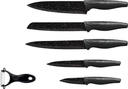 Set de couteaux de cuisine TORO 5 pcs avec revêtement marbré antiadhésif + éplucheur en céramique