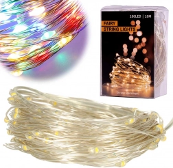 Guirlandes lumineuses de Noël LED sur fil 10 m, 100 LED – Multicolore